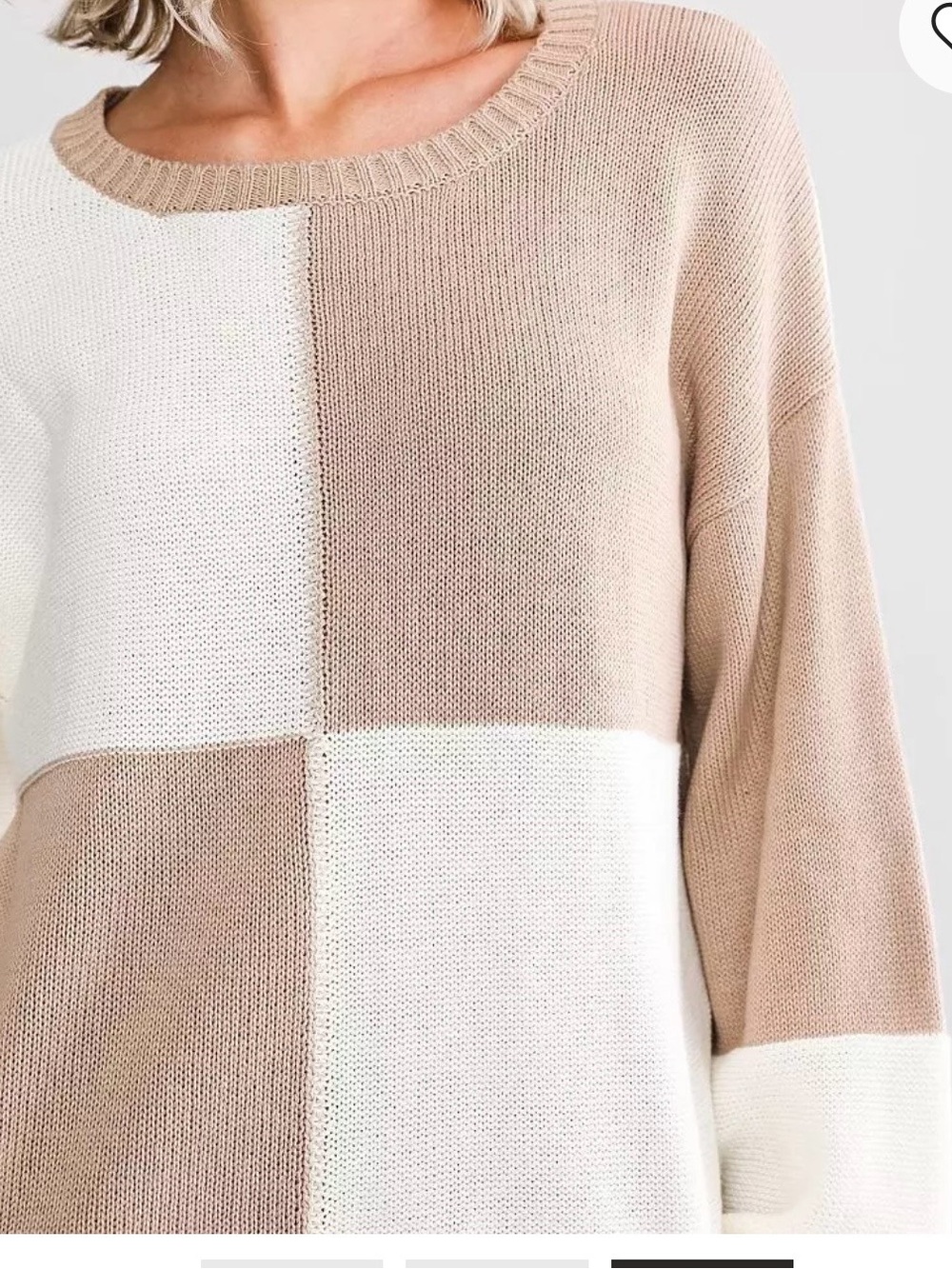 Z Supply Women’s M Lightweight Solange Color Block Check Taupe Sweater - Picture 4 of 10